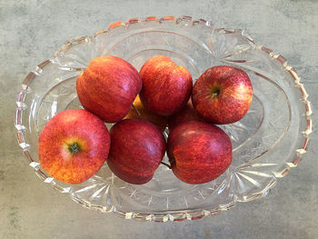 High angle view of apples on table