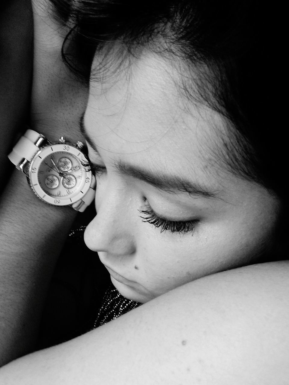 one person, real people, childhood, indoors, close-up, wristwatch, human body part, time, human hand, clock, young adult, day, people