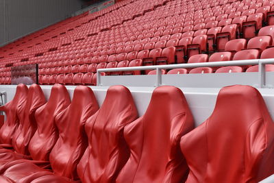 Empty chairs in stadium