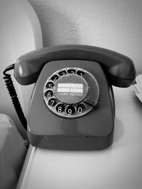 Close-up of telephone booth