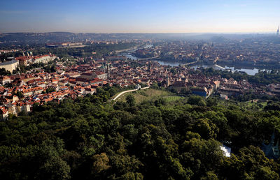 High angle view of townscape against sky