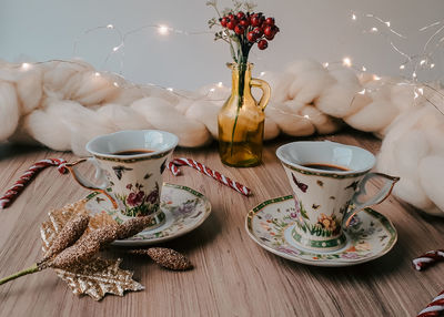 Coffee cup on table