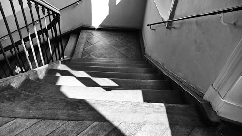 High angle view of staircase in building