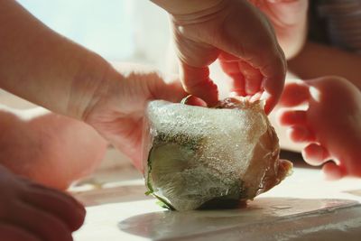 Close-up of person holding ice cream