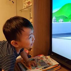Boy playing at home