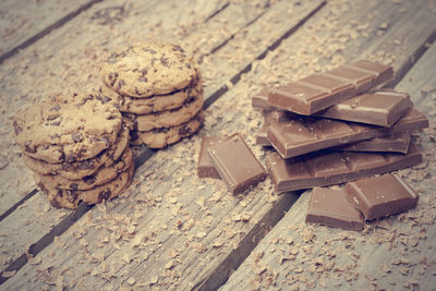 High angle view of chocolate on table