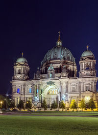 View of cathedral against sky at night