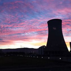 Built structure against cloudy sky at sunset