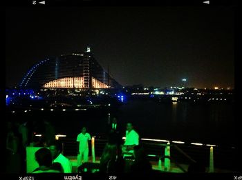 View of illuminated city at night