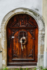 Closed door of old building