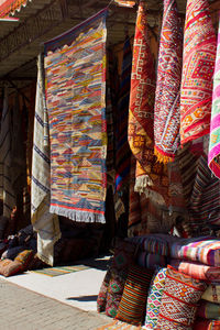 Colorful fabrics at market