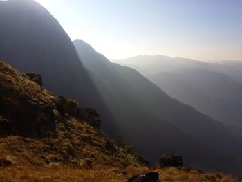 Scenic view of mountains against clear sky