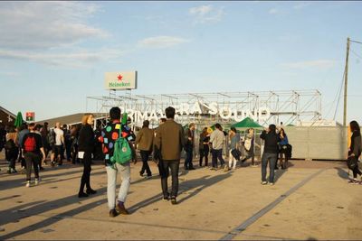 People on street against sky