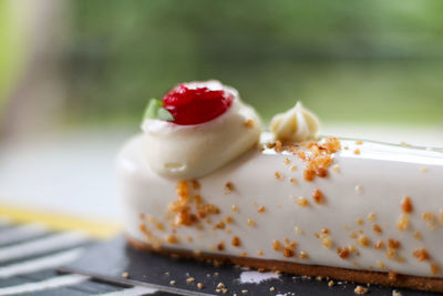 Close-up of cake on table