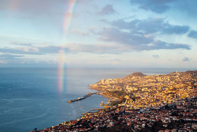 Rainbow over island in portugal