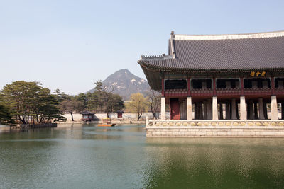 View of building by lake