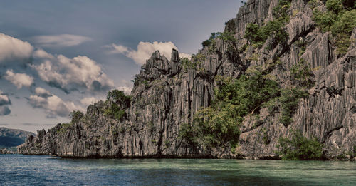 Scenic view of sea and rock formation