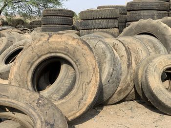 Stack of old abandoned truck