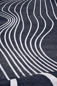 High angle view of zebra crossing on road