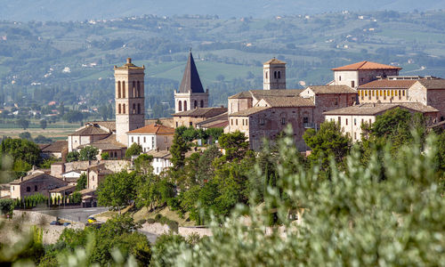 Panoramic view of the small village of spello in umbria, italy,