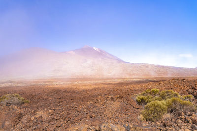 El teide national park with clouds on high altitude