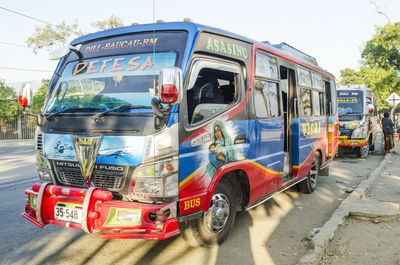 Vehicles on road in city