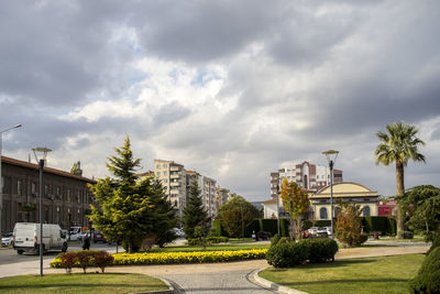 View of city against cloudy sky