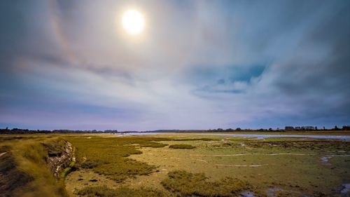 Scenic view of land against sky