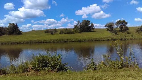 Scenic view of lake against sky