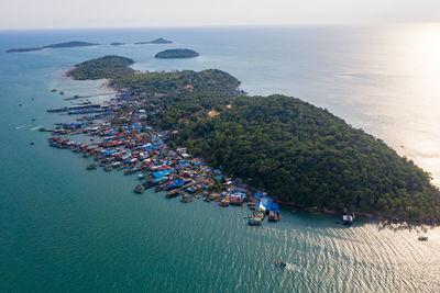 High angle view of people on beach