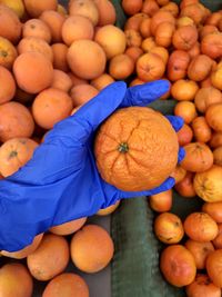 High angle view of fruits for sale in market