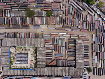 High angle view of old building in city