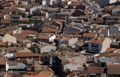 Aerial view of small town, consuegra, castilla la mancha, spain