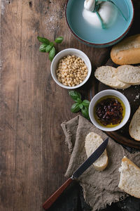 High angle view of food on table