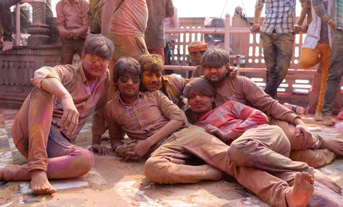 Group of people at market stall