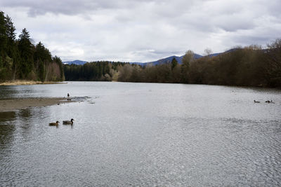 Scenic view of lake against sky