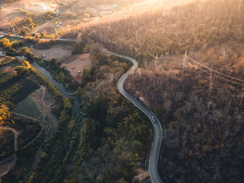 High angle view of road on land