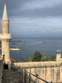 View of old fort against sky in cesme turkey 