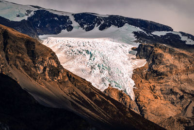 Scenic view of snow covered mountains