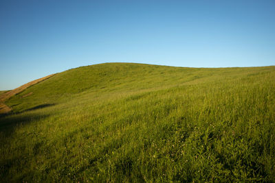 Scenic view of land against clear sky