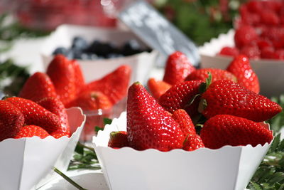 Close-up of strawberries in plate