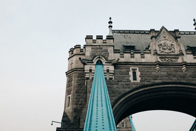 Low angle view of tower bridge against clear sky