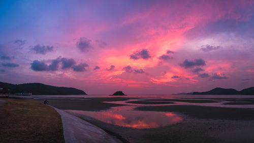 Scenic view of sea against sky during sunset