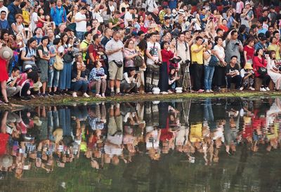 Group of people on the lake