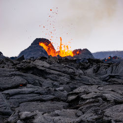 Volcanic eruption in mt fagradalsfjall, southwest iceland. the eruption began in march 2021.