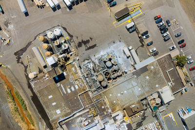 High angle view of cars on road in city