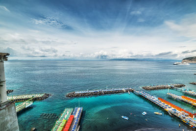 High angle view of sea against sky