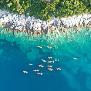 Aerial view of boats in sea