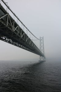 Low angle view of bridge in the mist
