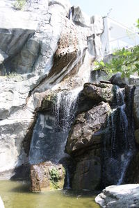 Water flowing through rocks